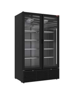 Vitrine ventilée positive 1142 litres, 2 portes battantes - NOIRE
