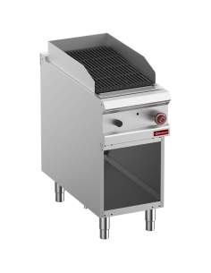 Grill pierre de lave, module 1/2, grille "2 faces" en fonte, armoire ouverte