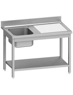 Plonge inox ECO 1 cuve égouttoir droite, avec tablette inférieure