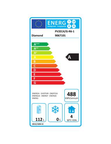 Frigo ventilé, porte vitrée, 150 Lit. acier inox