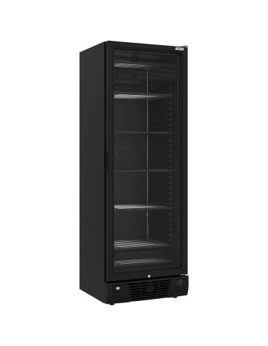 Vitrine ventilée négative vitrée 382 litres - 5 niveaux fixes - NOIRE
