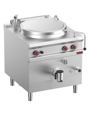 Marmite gaz, cuve 150 lit. chauffage indirect, sur meuble