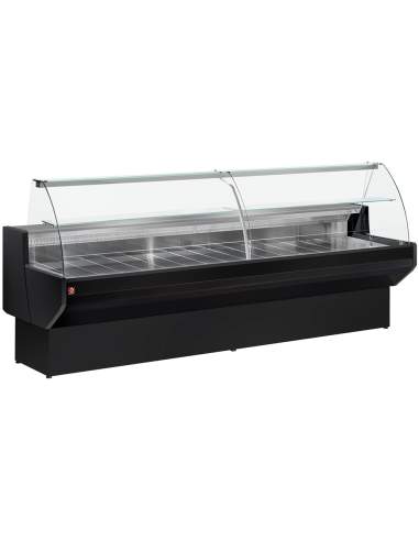 Comptoir vitrine réfrigéré à vitre bombée, avec réserve - NOIR