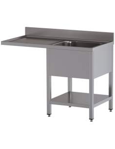 Plonge 1 cuve et 1 égouttoir gauche, avec sous tablette et espace lave-vaisselle