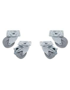 Kit 4 Roues inox pour tables, pivotantes, 2x avec freins