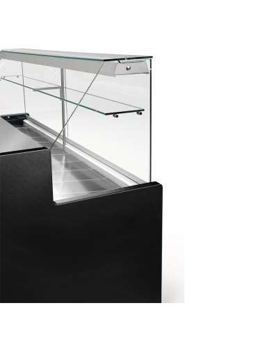 Comptoirs vitrine réfrigérés à vitre droite 90°, avec réserve - NOIR