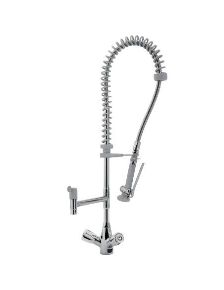 Douchette acier inox et robinet avec groupe mélangeur "Heavy-Duty" (Sortie MONO)