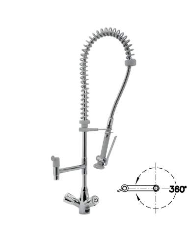 Douchette acier inox et robinet avec groupe mélangeur "Heavy-Duty" (Sortie MONO)