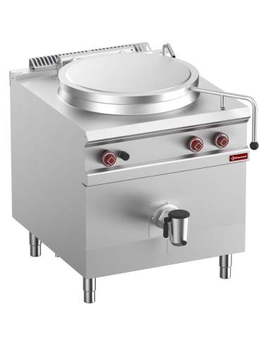 Marmite gaz, cuve 150 lit. chauffage direct, sur meuble