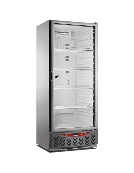 Frigo ventilé, 525 litres, vitrée, GN2/1+600x400, acier inox