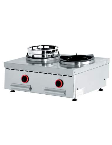 Feux wok gaz de table, 2 feux (2x 13 kW)