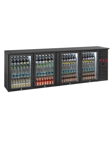 Refroidisseur de bouteilles 4 portes vitrées, 620 litres, pieds réglables