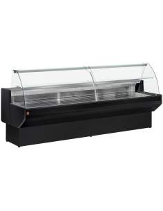 Comptoir vitrine réfrigéré à vitre bombée, ventilé, avec réserve - NOIR